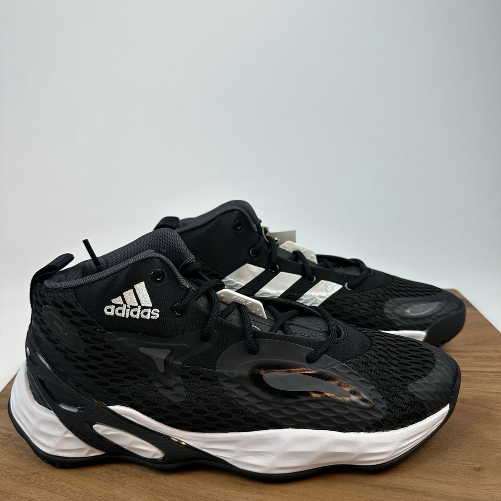 New NWB Mens Adidas Exhibit A Mid Black Basketball Shoes Sneakers Size 9 M